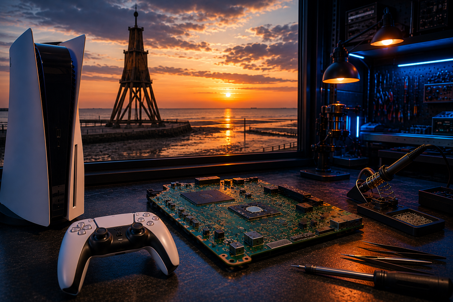 Konsolen-Reparatur Cuxhaven – PS5 Werkstatt mit Blick auf die Kugelbake