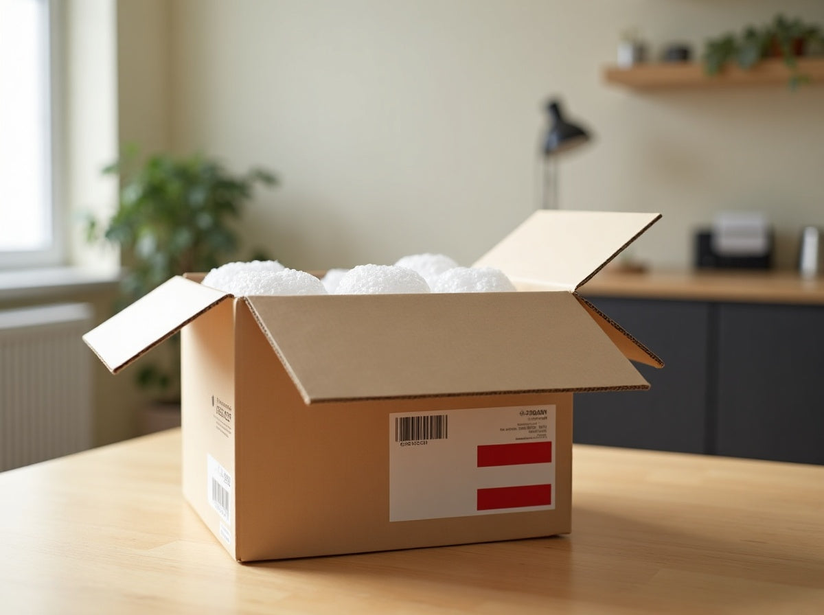 Sicher verpacktes Paket fuer den Versand nach Oesterreich